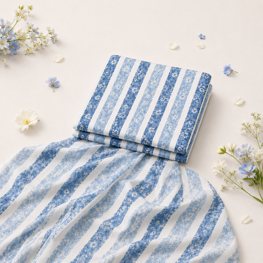 SAMSÉ Multicolour Acid-Wash Stripe Printed 100% Rayon Fabric