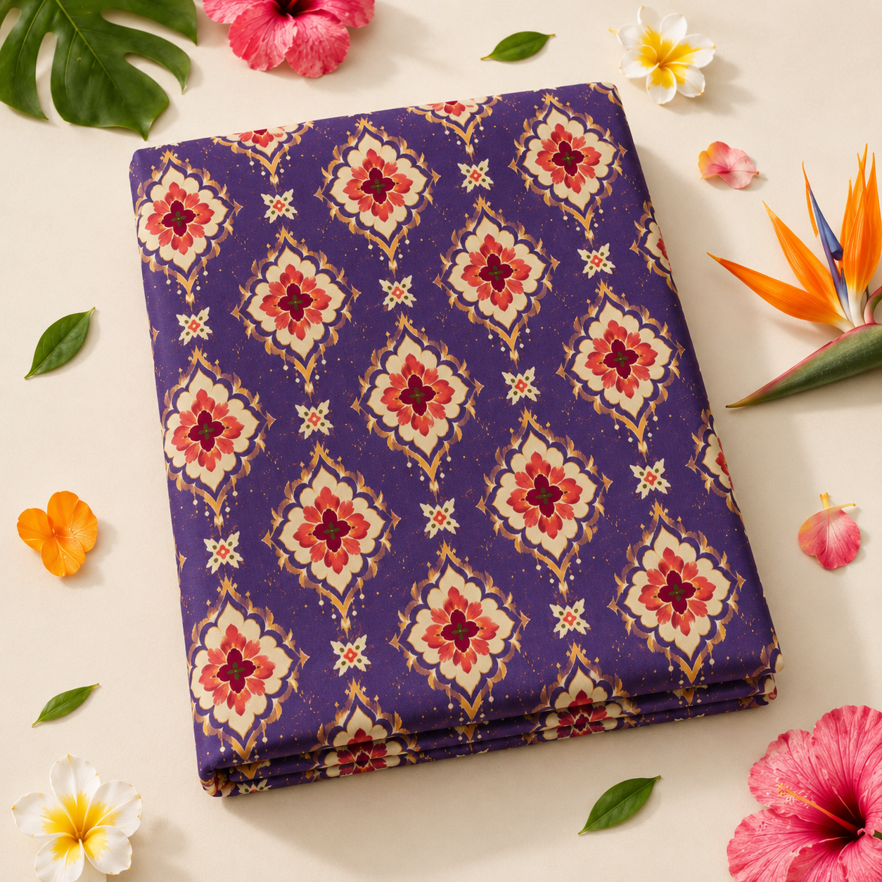 Premium Soft Polyester Linen – Festival Medallion Print