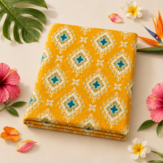 Premium Soft Polyester Linen – Festival Medallion Print
