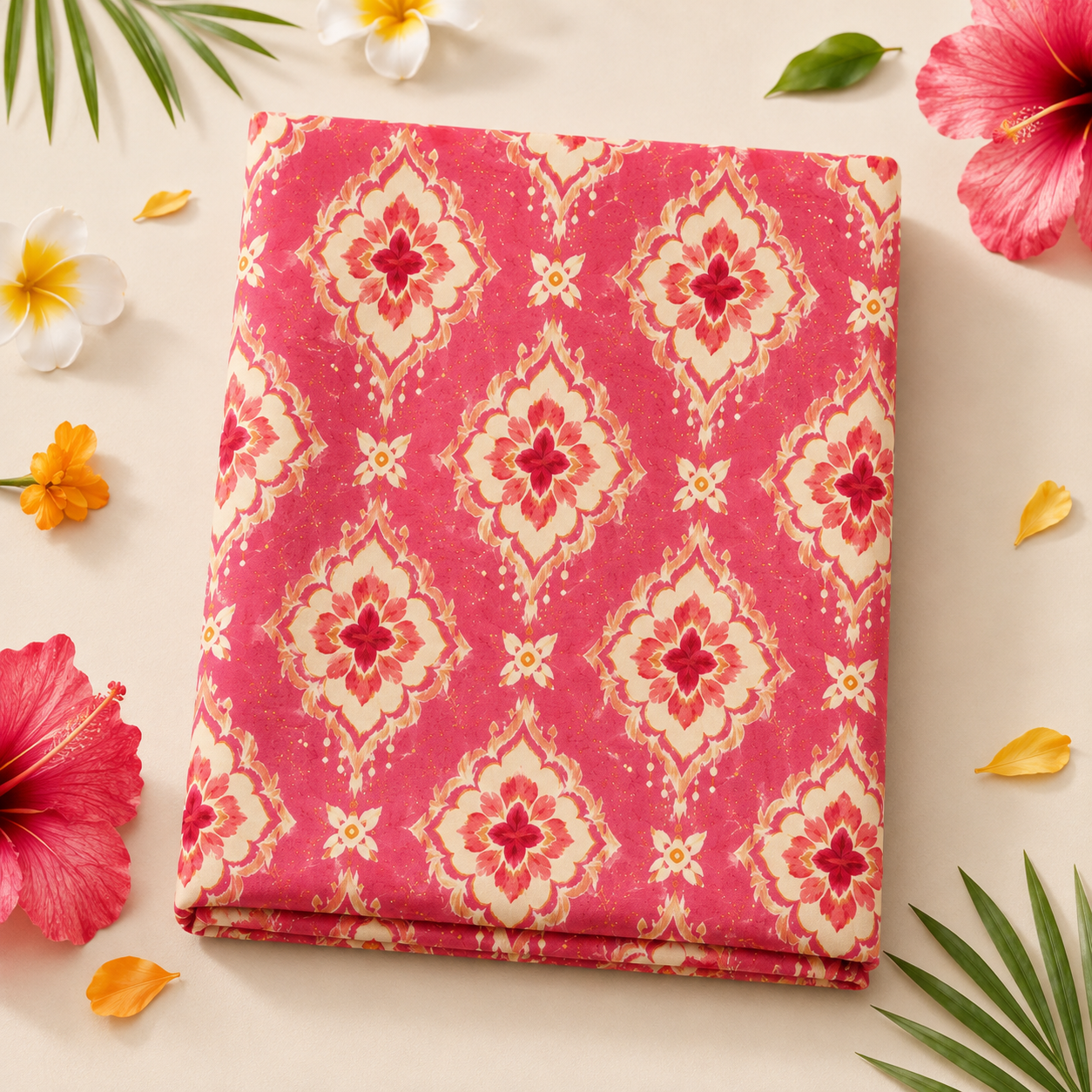 Premium Soft Polyester Linen – Festival Medallion Print