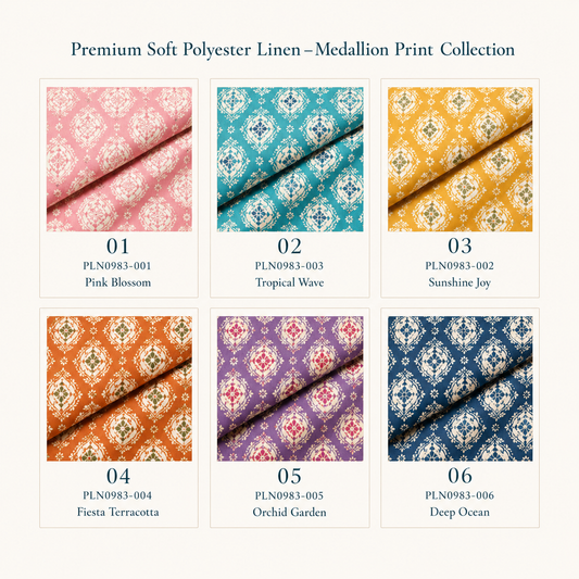 Premium Soft Polyester Linen – Festival Medallion Print