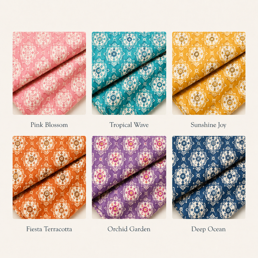 Premium Soft Polyester Linen – Festival Medallion Print