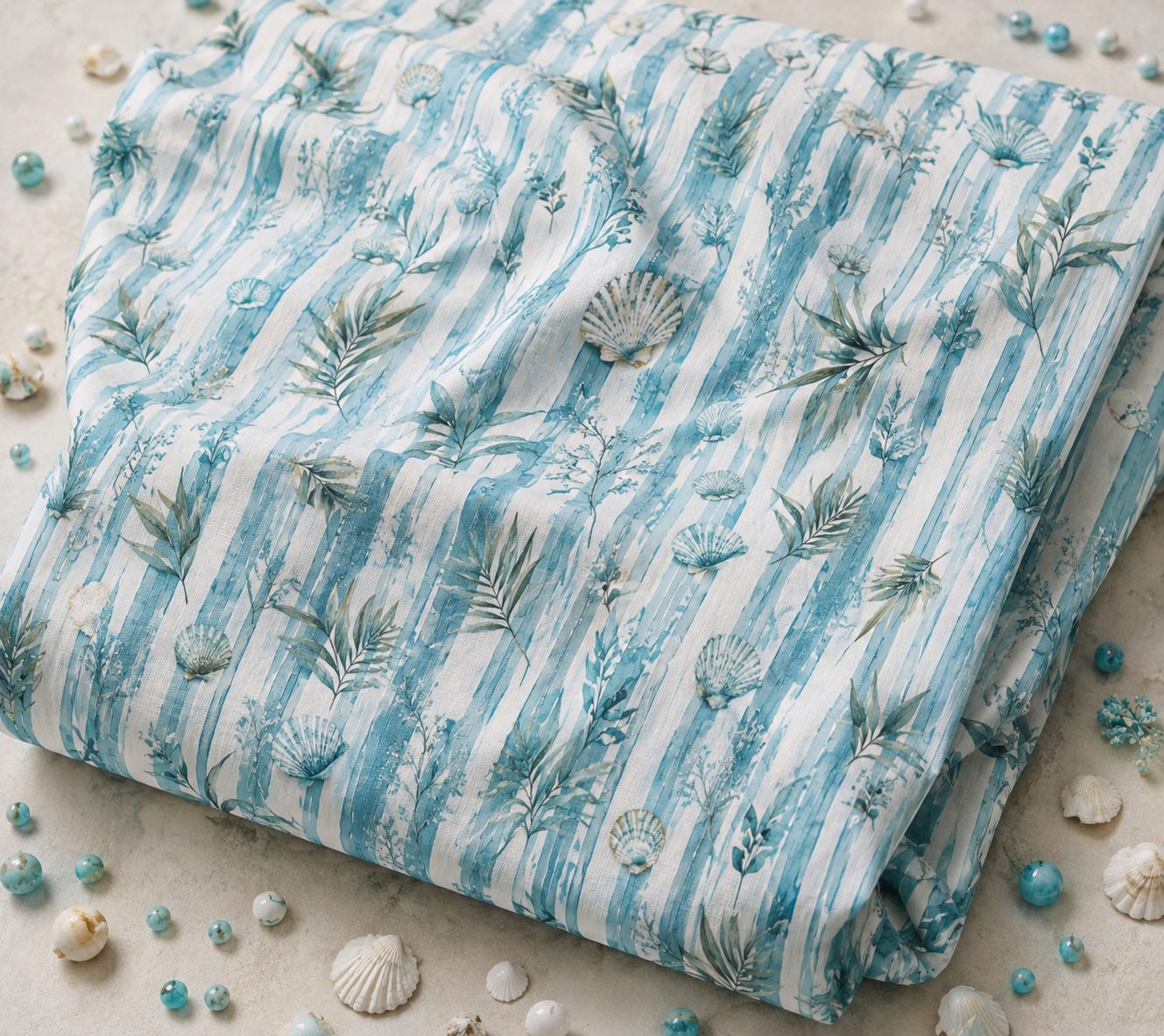Mediterranean Dream Coastal Botanical Print – Cotton Polyester
