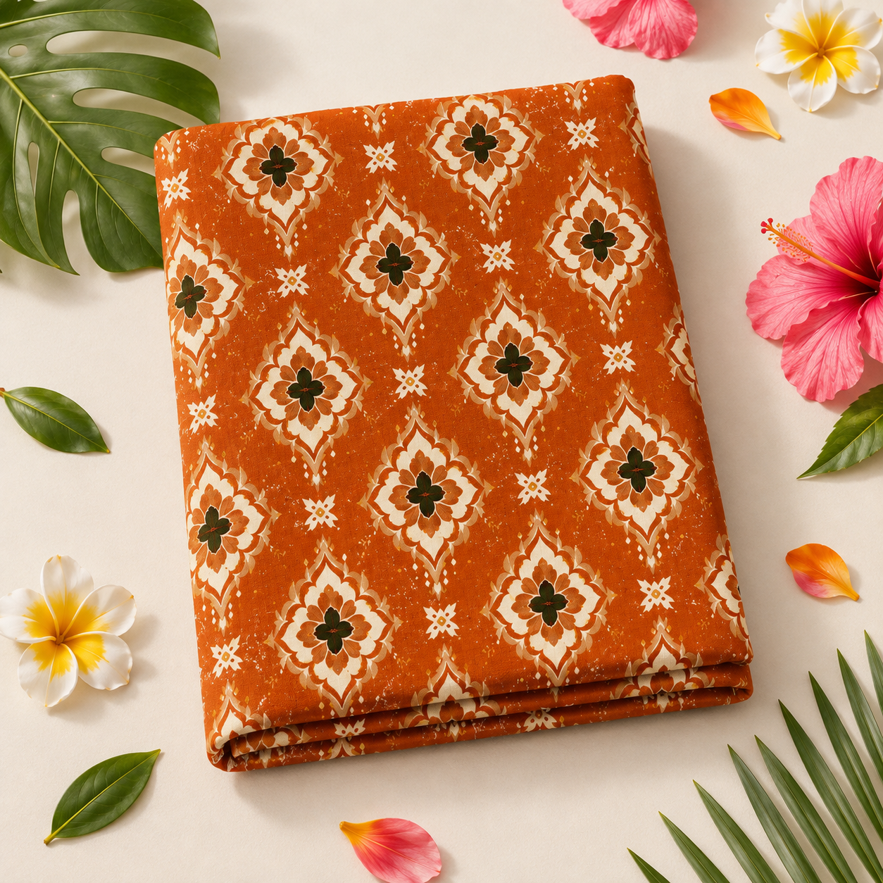 Premium Soft Polyester Linen – Festival Medallion Print