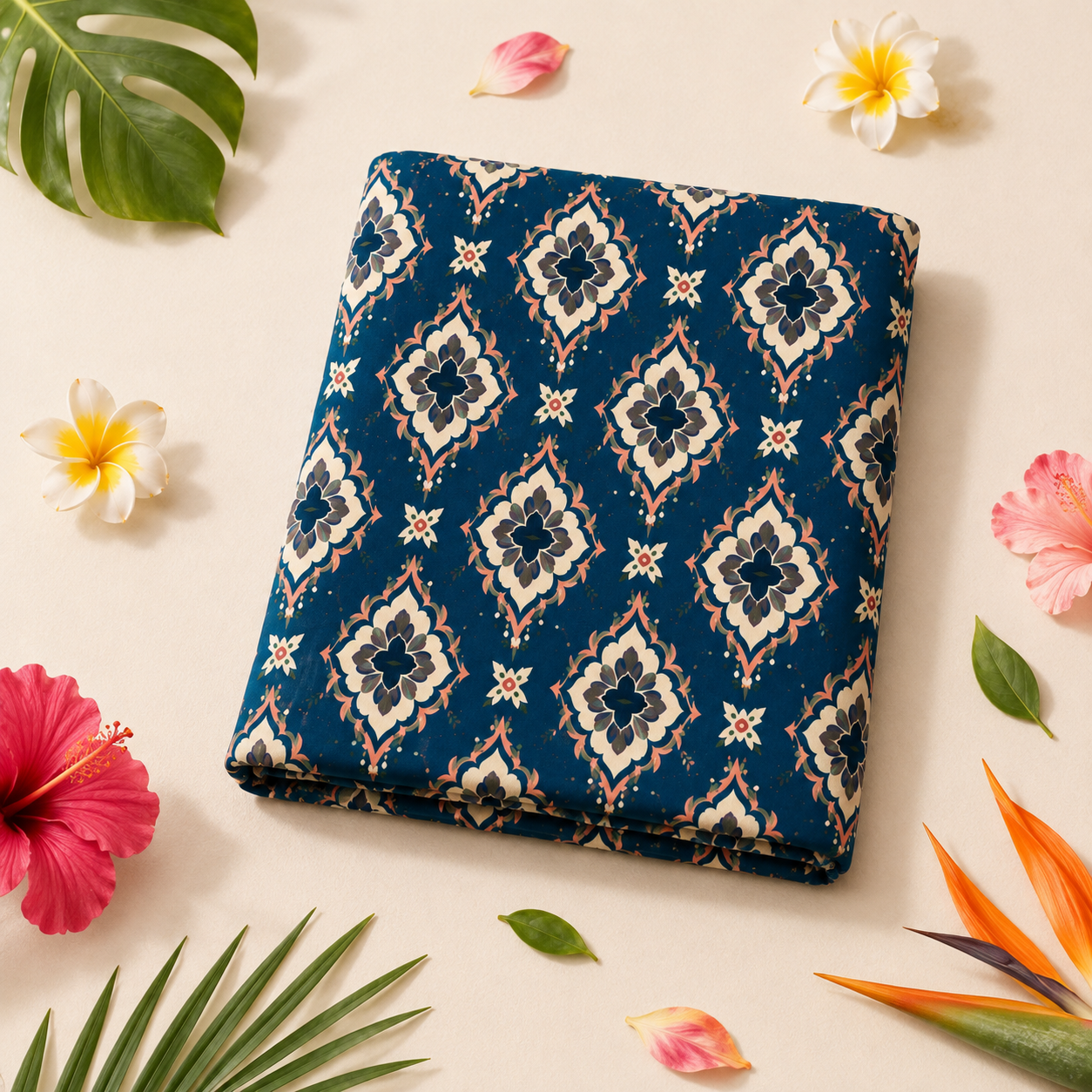 Premium Soft Polyester Linen – Festival Medallion Print