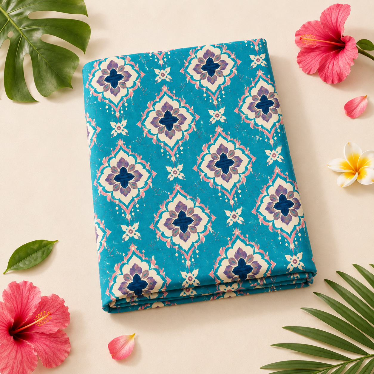 Premium Soft Polyester Linen – Festival Medallion Print